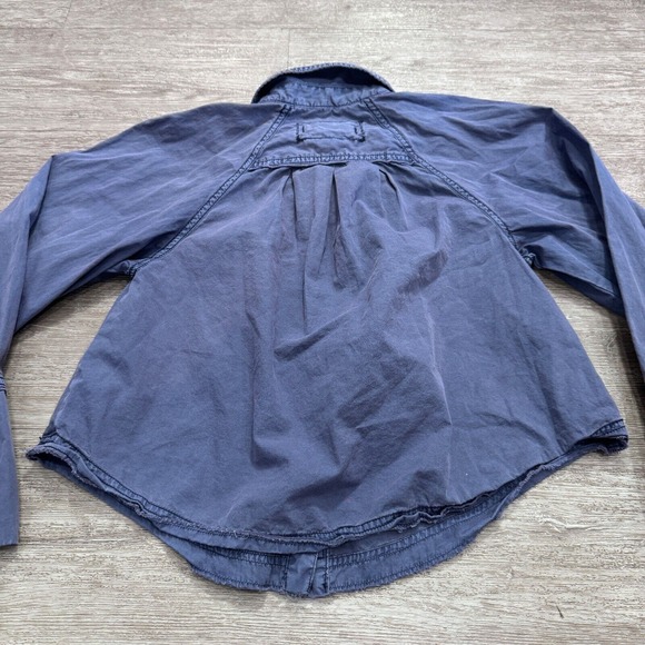 We The Free Flannel Shirt Women Extra Small Blue Button Up Long Sleeve Boho - Picture 6 of 9